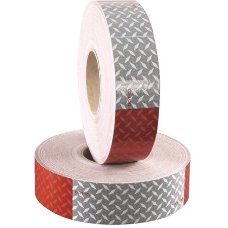 ORAFOL AMERICAS Diamond-Plated Red/White Reflective Conspicuity Tape V52-5549-020150